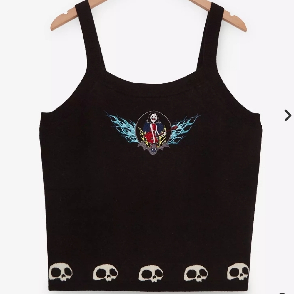 Adventure Time Marceline Embroidered Knit Tank Black Sz 3x Goth Skulls Rock